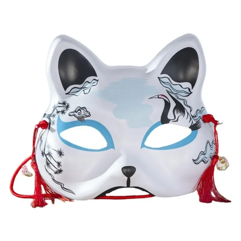 652F Hand Painted Foxes Mask Masquerade Decoration Mask for Women Men Halloween Foxes Animal Mask for Masquerade Dress up