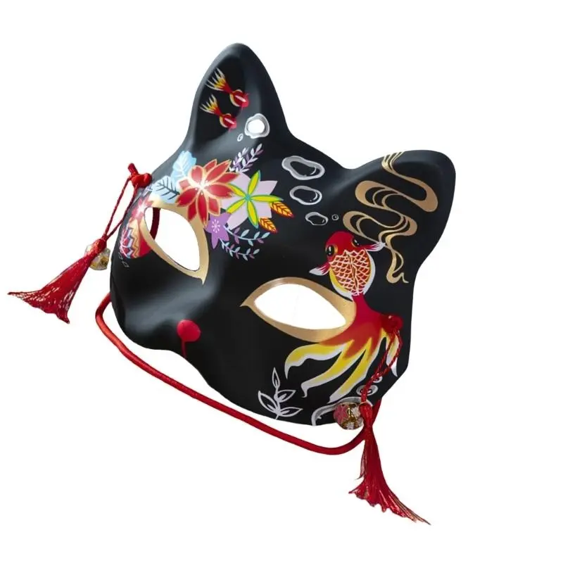 652F Hand Painted Foxes Mask Masquerade Decoration Mask for Women Men Halloween Foxes Animal Mask for Masquerade Dress up