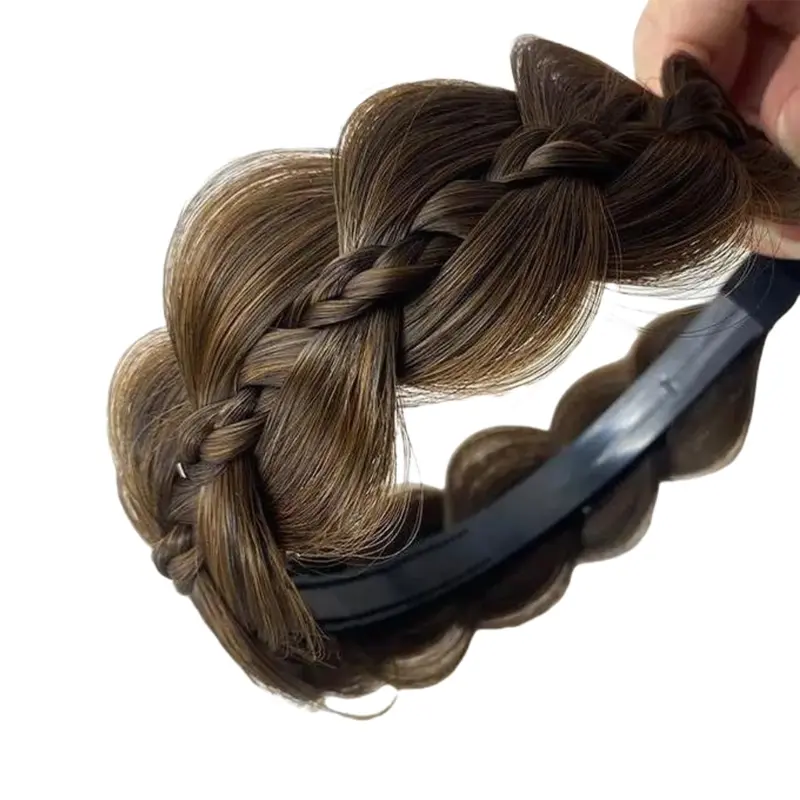 652F Realistic Synthetic Fiber Fishbone Braid Hairband Twist Braid Hairhoop Perfect For Busy Professional And Student