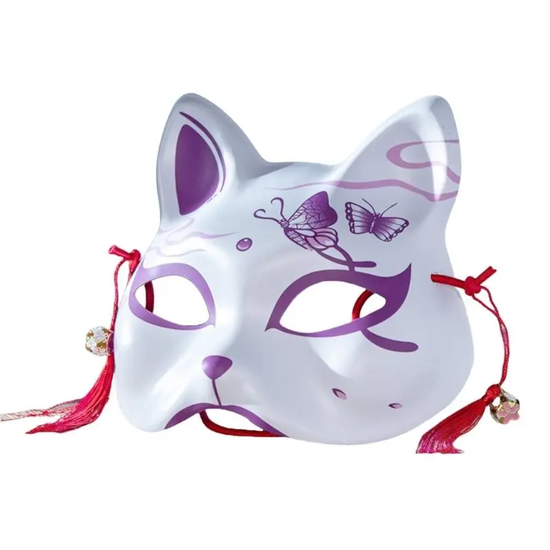 652F Hand Painted Foxes Mask Masquerade Decoration Mask for Women Men Halloween Foxes Animal Mask for Masquerade Dress up