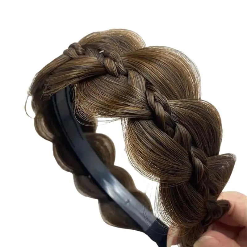 652F Realistic Synthetic Fiber Fishbone Braid Hairband Twist Braid Hairhoop Perfect For Busy Professional And Student