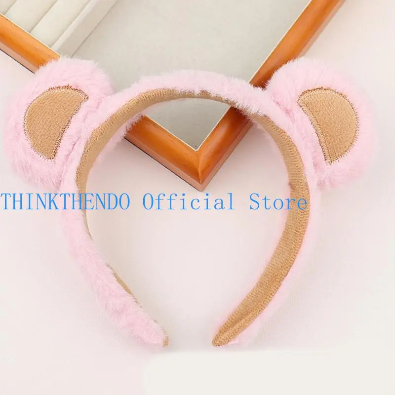 652F Bear Headbands Furry Plush Cartoon Headbands Hair Accessories for Girls and Womens Holiday Party Headwear