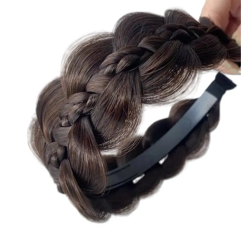 652F Realistic Synthetic Fiber Fishbone Braid Hairband Twist Braid Hairhoop Perfect For Busy Professional And Student