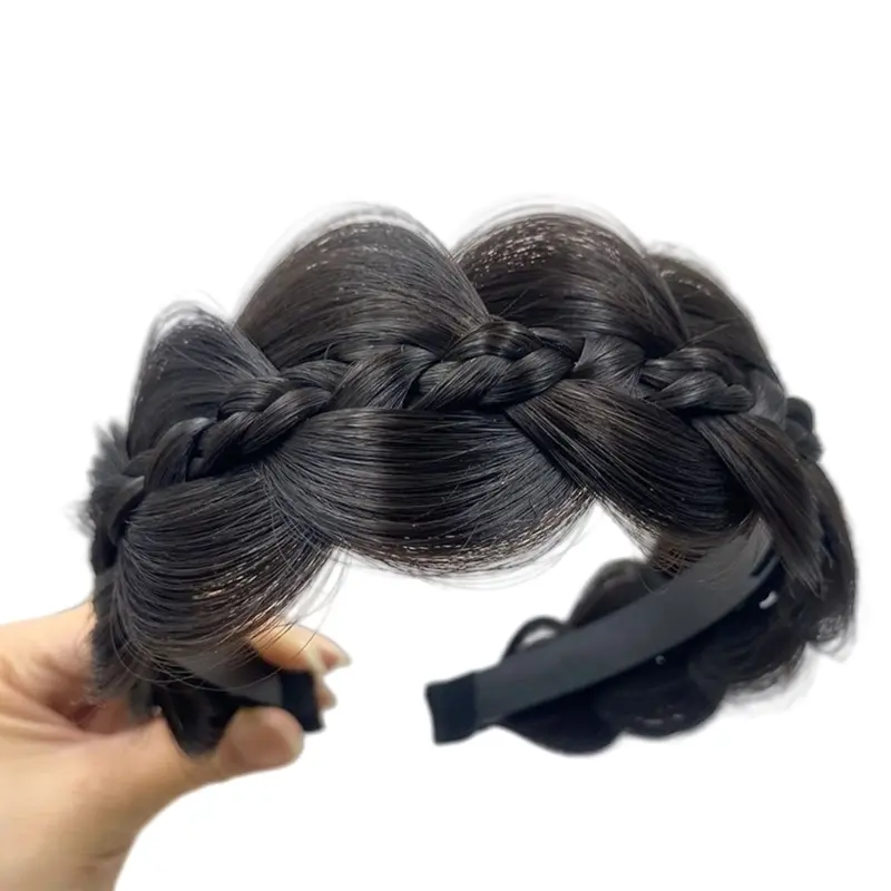652F Realistic Synthetic Fiber Fishbone Braid Hairband Twist Braid Hairhoop Perfect For Busy Professional And Student
