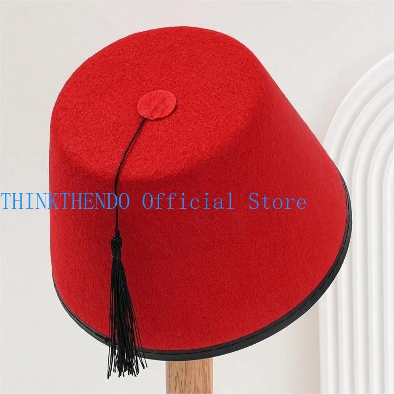652F Elegant Turkish Hat Stylish Moroccan Headwear with Decorative Detail Festive Turkish Hat Moroccan Hat Headgear