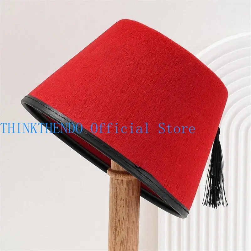652F Elegant Turkish Hat Stylish Moroccan Headwear with Decorative Detail Festive Turkish Hat Moroccan Hat Headgear
