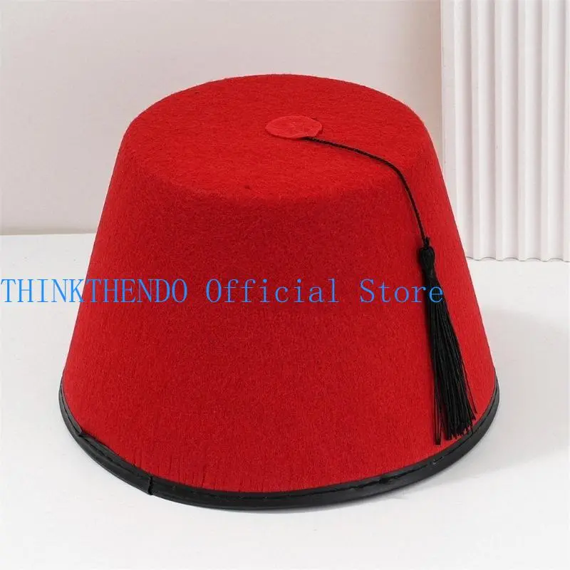 652F Elegant Turkish Hat Stylish Moroccan Headwear with Decorative Detail Festive Turkish Hat Moroccan Hat Headgear