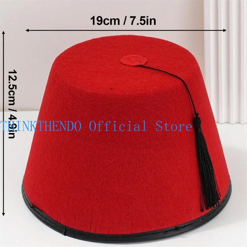 652F Elegant Turkish Hat Stylish Moroccan Headwear with Decorative Detail Festive Turkish Hat Moroccan Hat Headgear