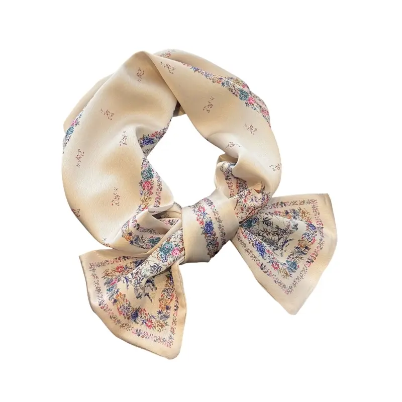 652F Flower Print Long Ribbon Scarf Fashion Headbands Neckwear For Ladies Stylish Hair Ribbon Decorative Accessories