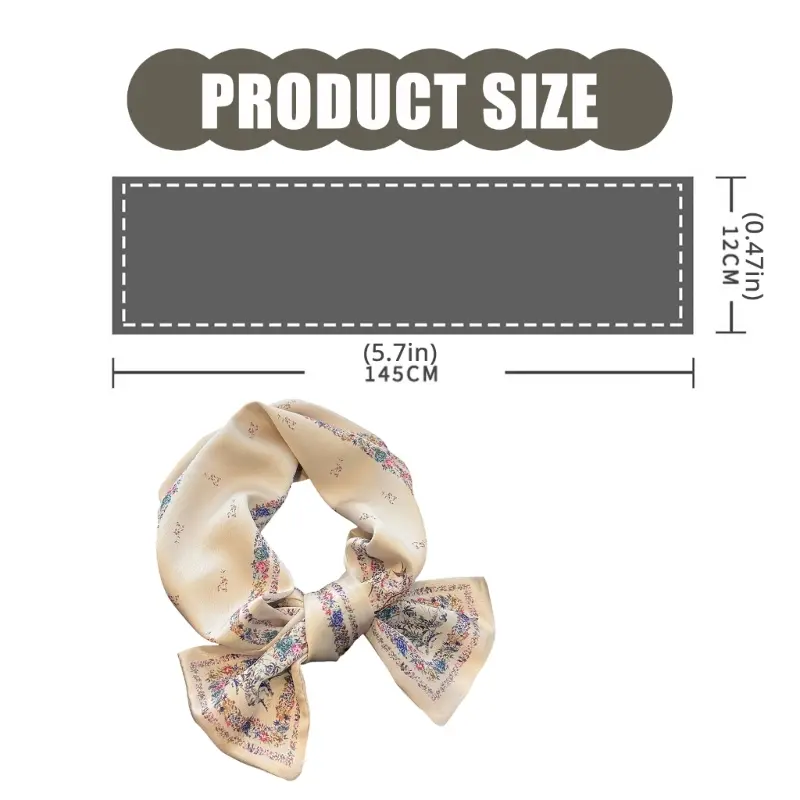 652F Flower Print Long Ribbon Scarf Fashion Headbands Neckwear For Ladies Stylish Hair Ribbon Decorative Accessories