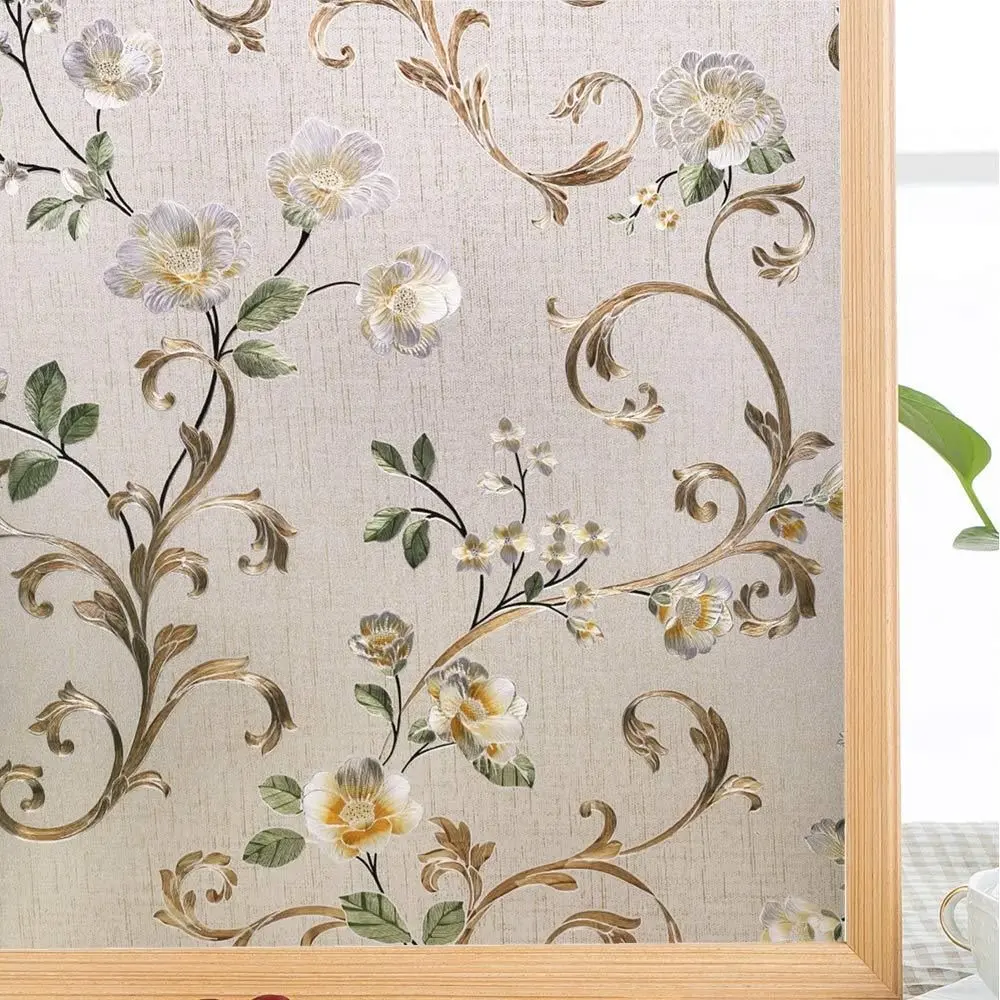 3D Morning Glory Frosted Glass Door Decoration Painted Anti-ultraviolet Window Decals Glass Film Glass Film Window Stickers