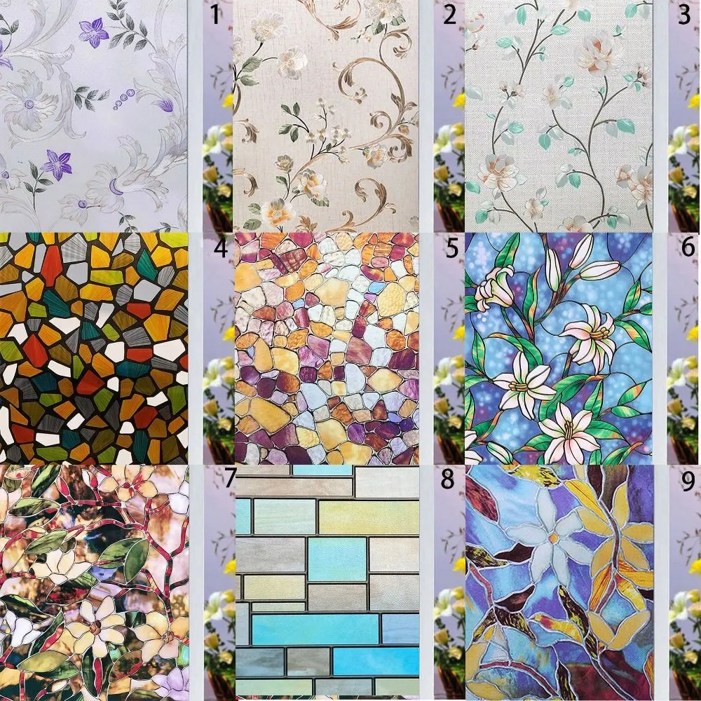 3D Morning Glory Frosted Glass Door Decoration Painted Anti-ultraviolet Window Decals Glass Film Glass Film Window Stickers