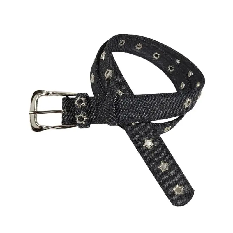 652F Punk Star Accent Belt Adjustable Length Cloth Waistchain Vintage Designing Waist Band for Casual Daily & Party Wear