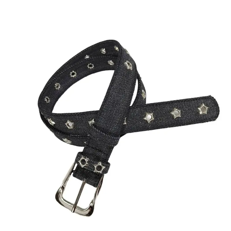 652F Punk Star Accent Belt Adjustable Length Cloth Waistchain Vintage Designing Waist Band for Casual Daily & Party Wear