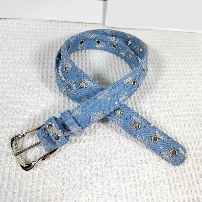 652F Punk Star Accent Belt Adjustable Length Cloth Waistchain Vintage Designing Waist Band for Casual Daily & Party Wear