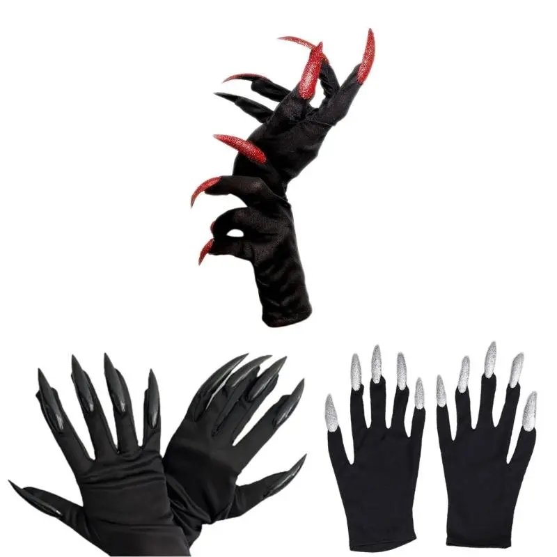 652F Naughty Animal Mittens Cats Claw Gloves Scary Vampires Witch Mittens Long Nails for Cosplay Enthusiasts