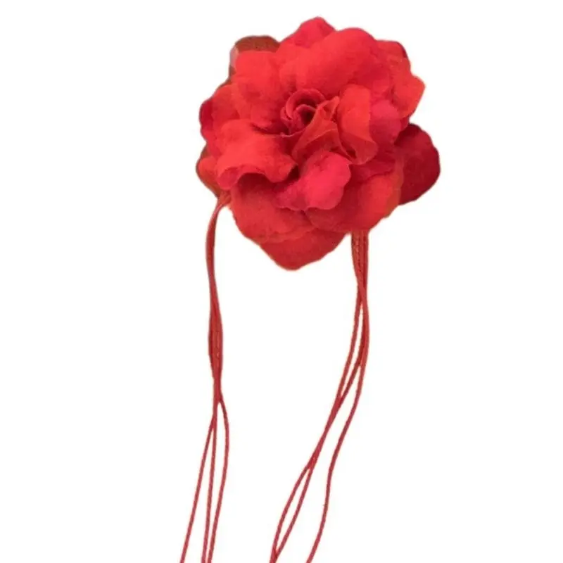 652F Handmade Weaving Waist Rope for Women Lady Dress Waist Belt with Flower Decorative Fashion Female Skirt Waist Rope