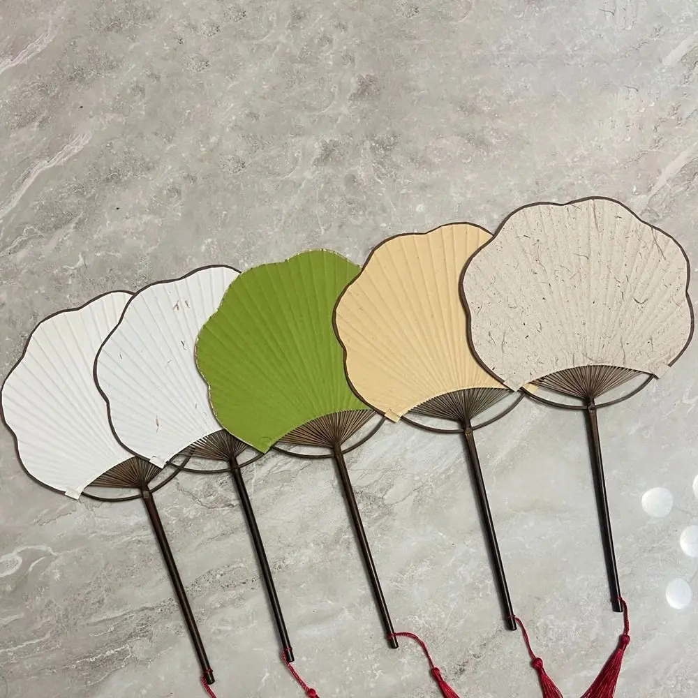 Portable Bamboo Blank Paper Fan Chinese Style Decorative Handheld Fan with Tassel Group Fan For Indoor