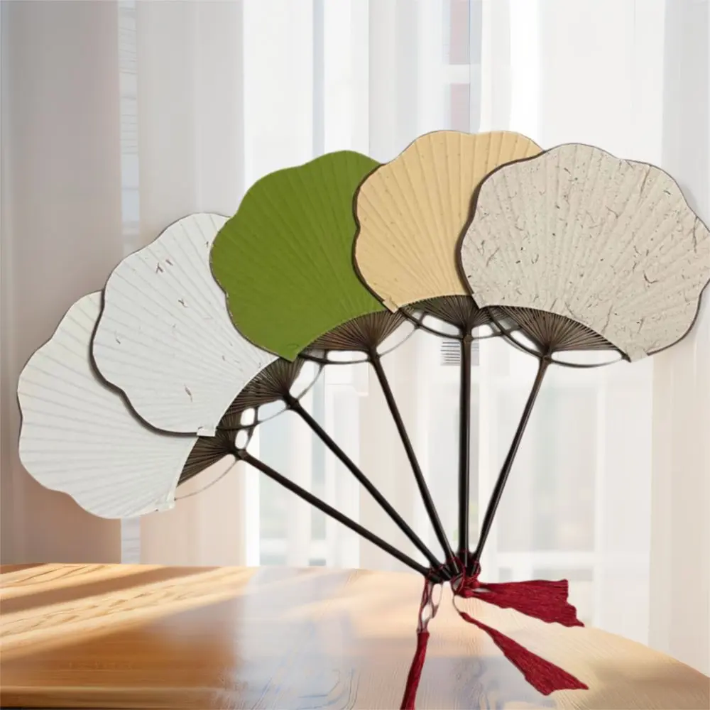 Portable Bamboo Blank Paper Fan Chinese Style Decorative Handheld Fan with Tassel Group Fan For Indoor
