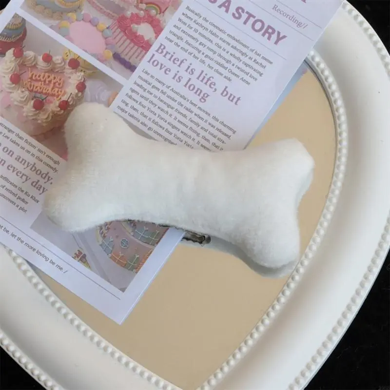 652F Cartoon Bone Hair Clips Plush Dog Bone Hair Clips Brooch Hair Clamps Barrettes for Girls Women Halloween Costume