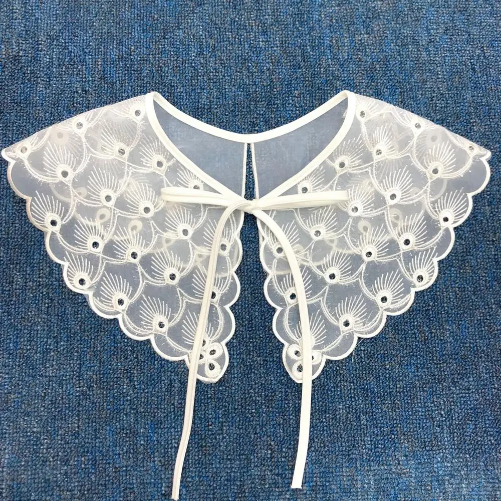 Detachable Cotton For Women Girl Embroidered Applique Lace Neckline Clothing Decoration Apparel Sewing Fake Collar
