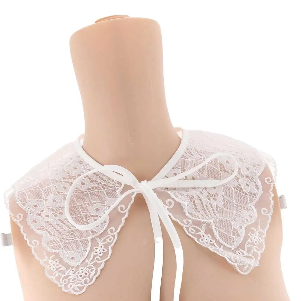 Detachable Cotton For Women Girl Embroidered Applique Lace Neckline Clothing Decoration Apparel Sewing Fake Collar