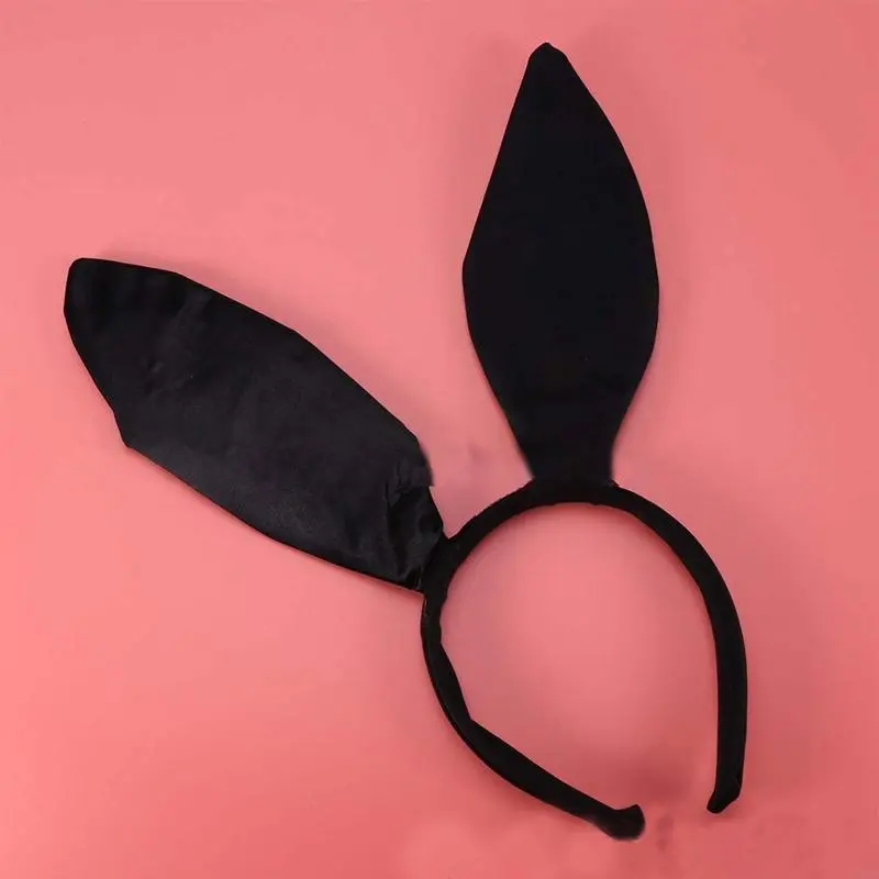 652F Ears Headwear Animal Bow-tie Tail Ear Hair Hoop Simple Rabbit Headband Theme Party  Costume Prop