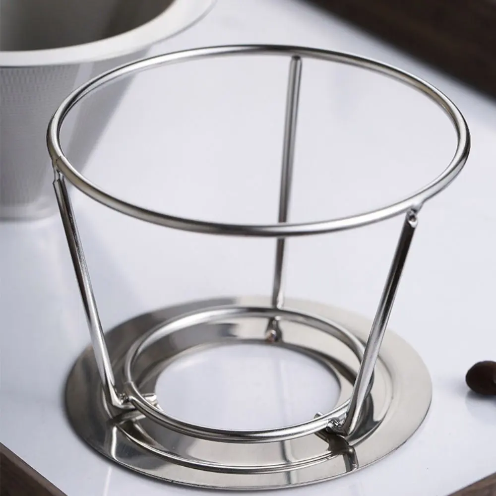 Double Layer Coffee Funnel Stainless Steel Reusable Coffee Filter 800 Mesh with Holder Coffees Drip Mesh Manual Coffee Maker
