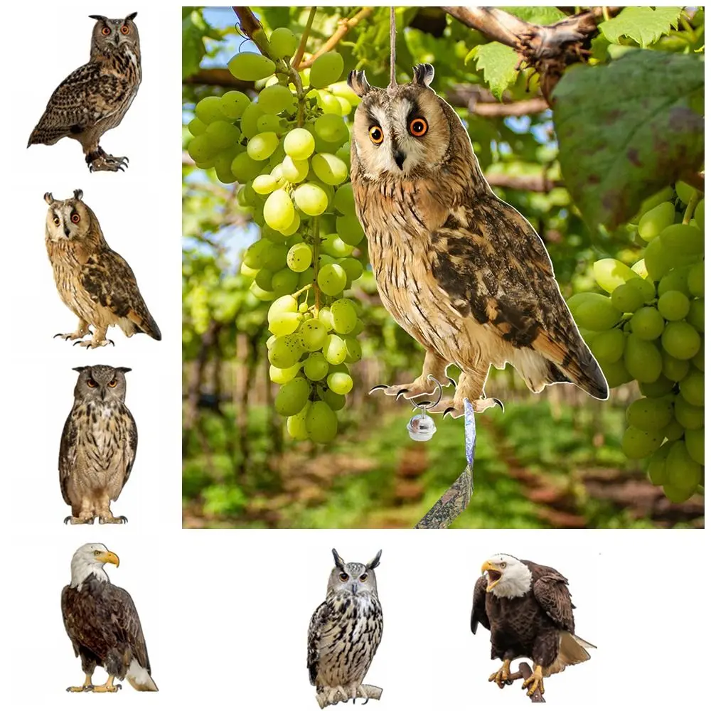With Bells Bird Repel Owl Scarecrow Waterproof Rectangle Fake Bird Scare Device Hanging Bird Repeller Balcony
