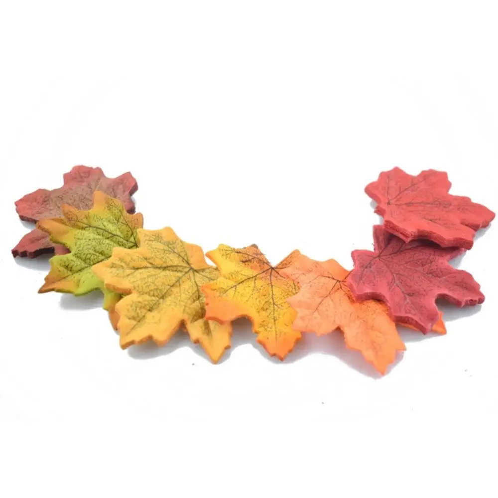 50Pcs/Pack Maple Leaves Simulated Maple Leaves Plants Handmade Artificial Leaf Plants DIY Silk Flower Stacked Maple Leaves