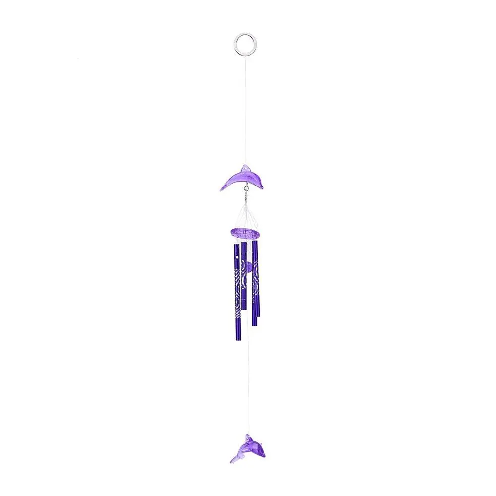 Hanging Decor Creative Crystal Dolphin 4 Metal Tubes Home Garden Bell Wind Chime