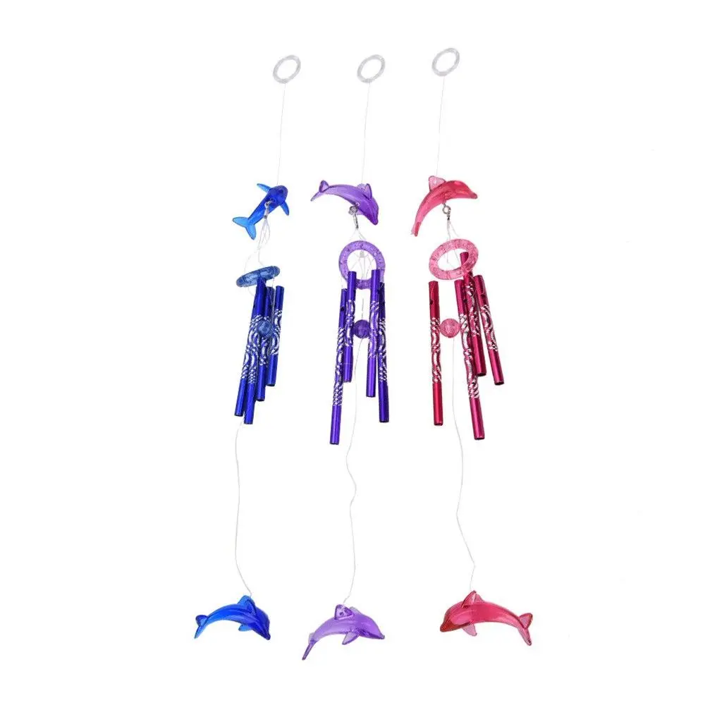Hanging Decor Creative Crystal Dolphin 4 Metal Tubes Home Garden Bell Wind Chime