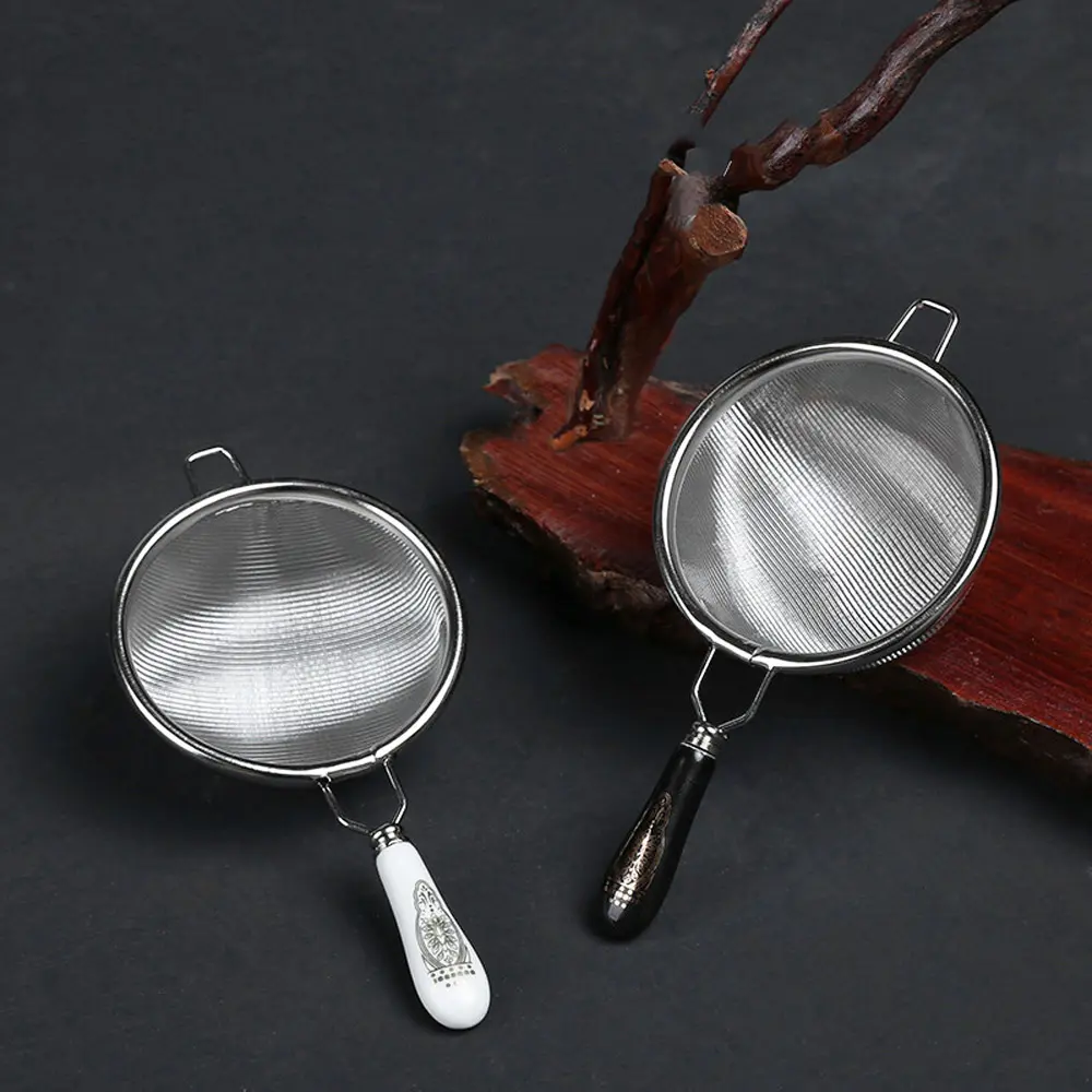 Reusable Ceramic Handle Loose Leaf Strainer Mesh Teaware Spice Tea Infuser Filter Tea Tool Tea Strainer Coffee Filter