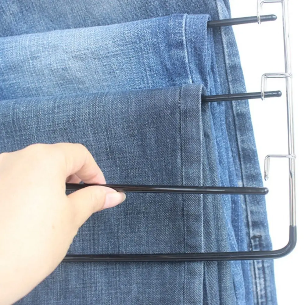 Multifunctional Metal Multi-Layer Trousers Hanger Moveable Reusable Pants Storage Holder Hanging Space Saving Clothes Rack Tie