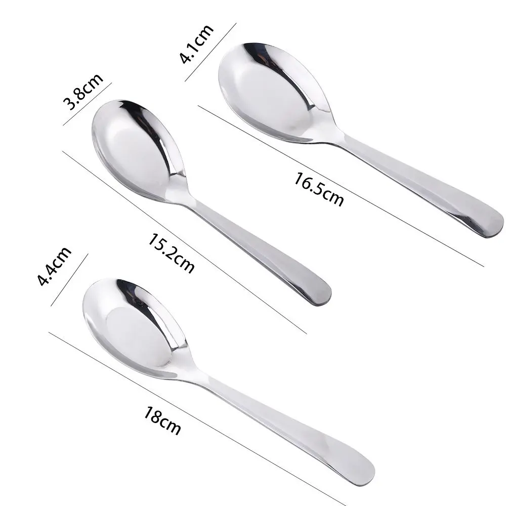 Restaurant Kitchen Stainless Steel Cooking Flatware Dinner Scoop Tableware Soup Spoon