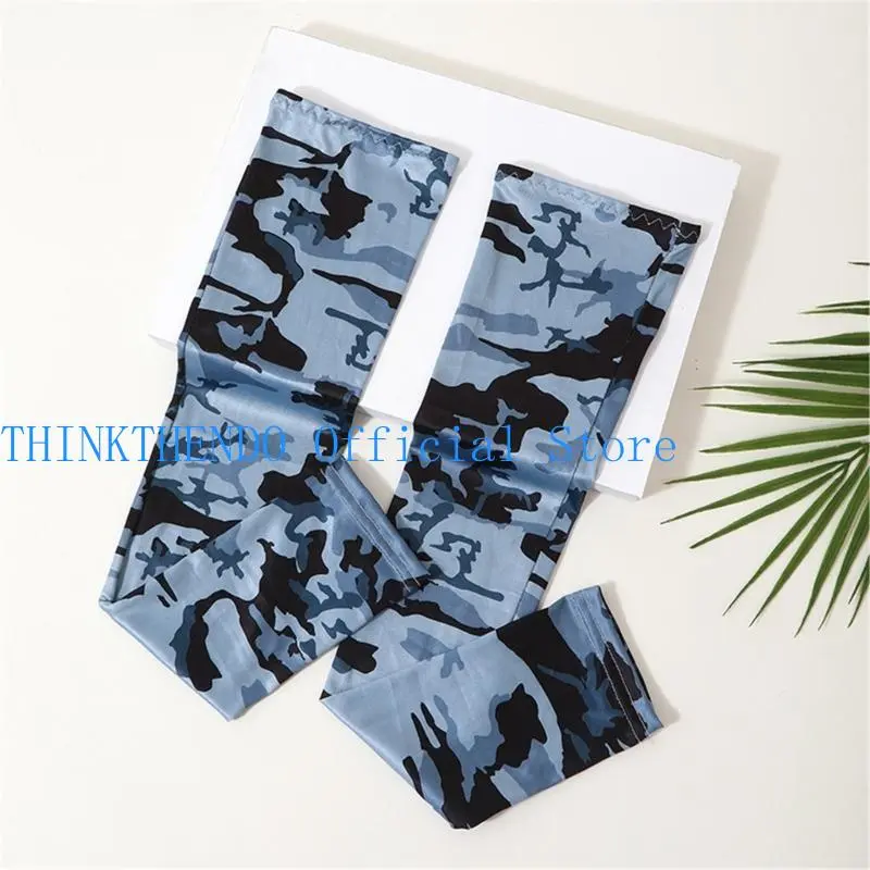 652F Camouflage Cooling Arm Sleeves Sun Protective Arm Covers for Sports Cycling Driving High Elasticity Comfortable Armwear