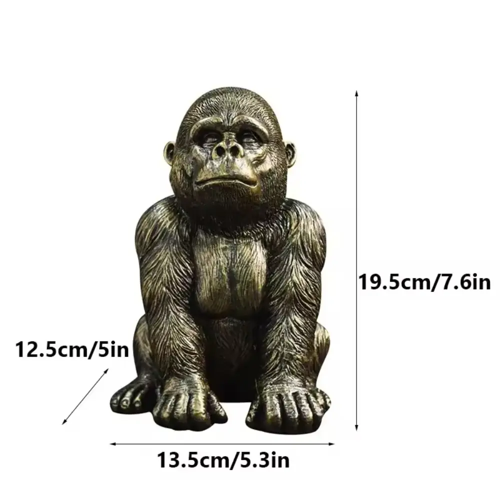 Black Gold Gorilla King Kong Statue Resin Crafts Handmade Gorilla Desk Ornament Antique Animal Figurine For Balcony Home Office
