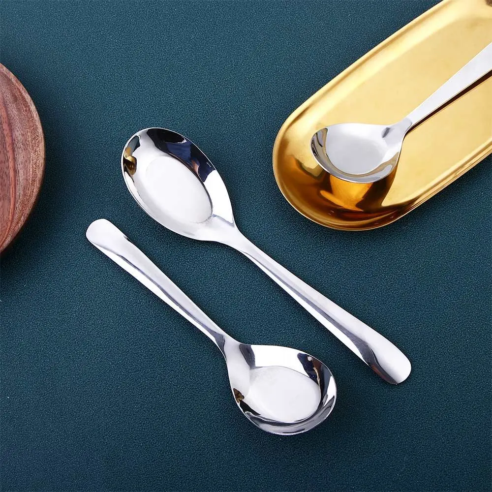 Restaurant Kitchen Stainless Steel Cooking Flatware Dinner Scoop Tableware Soup Spoon