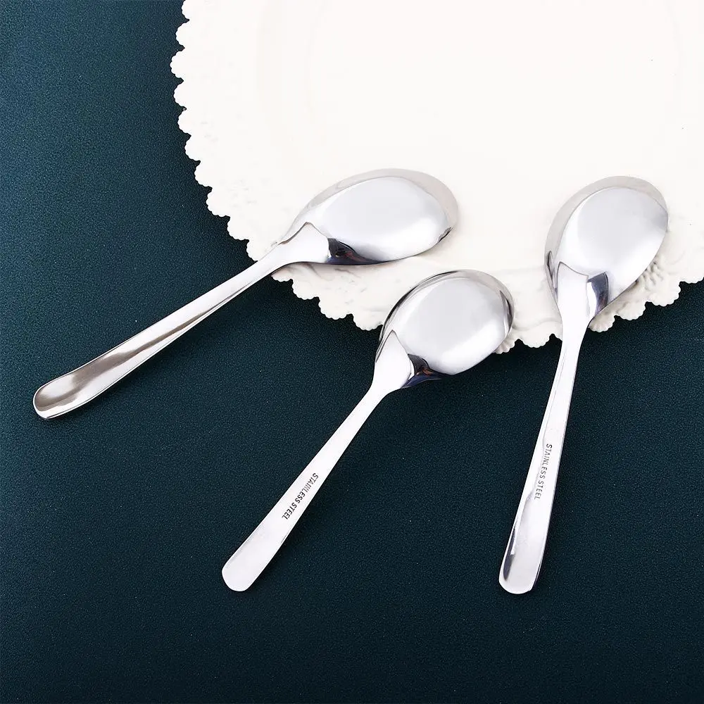 Restaurant Kitchen Stainless Steel Cooking Flatware Dinner Scoop Tableware Soup Spoon