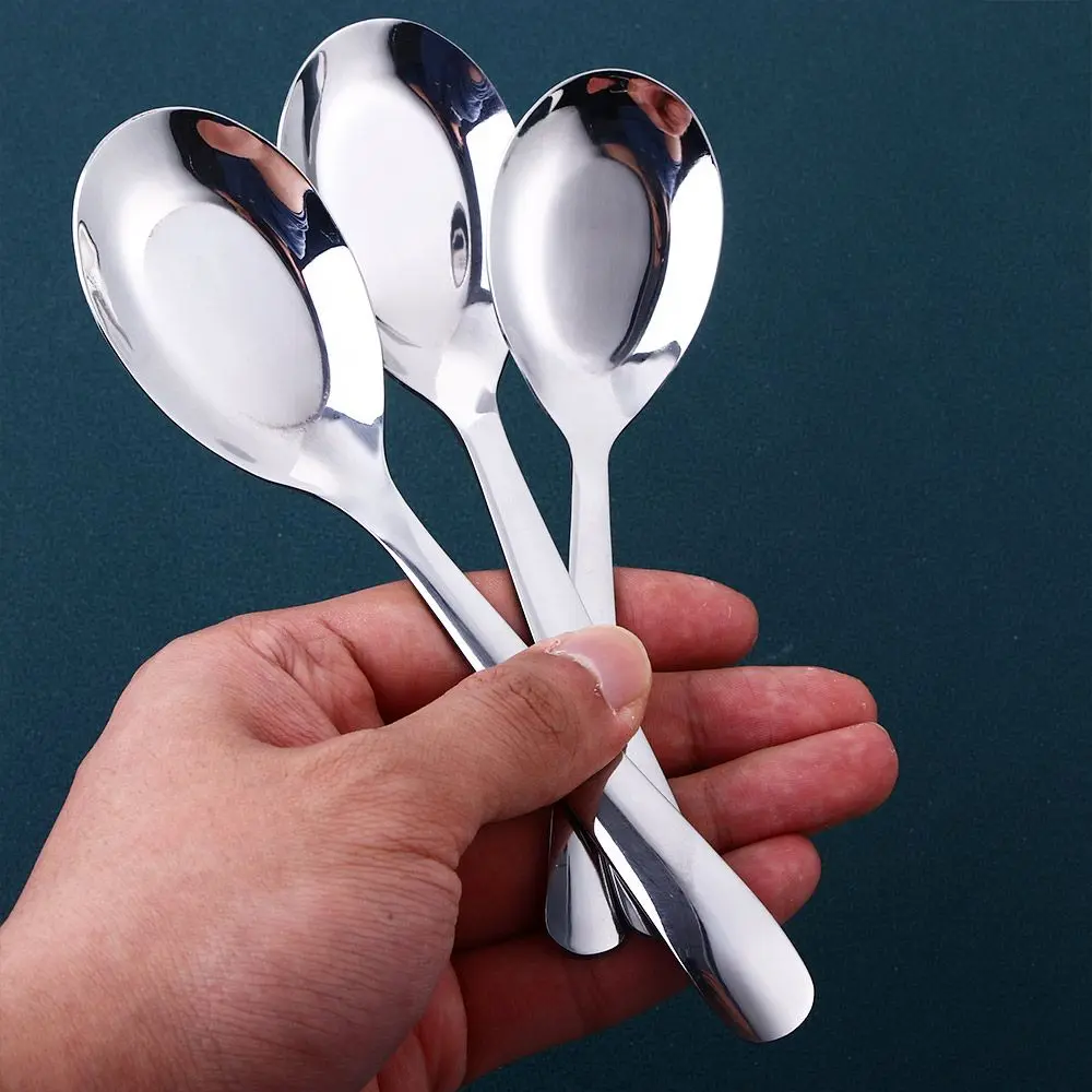 Restaurant Kitchen Stainless Steel Cooking Flatware Dinner Scoop Tableware Soup Spoon
