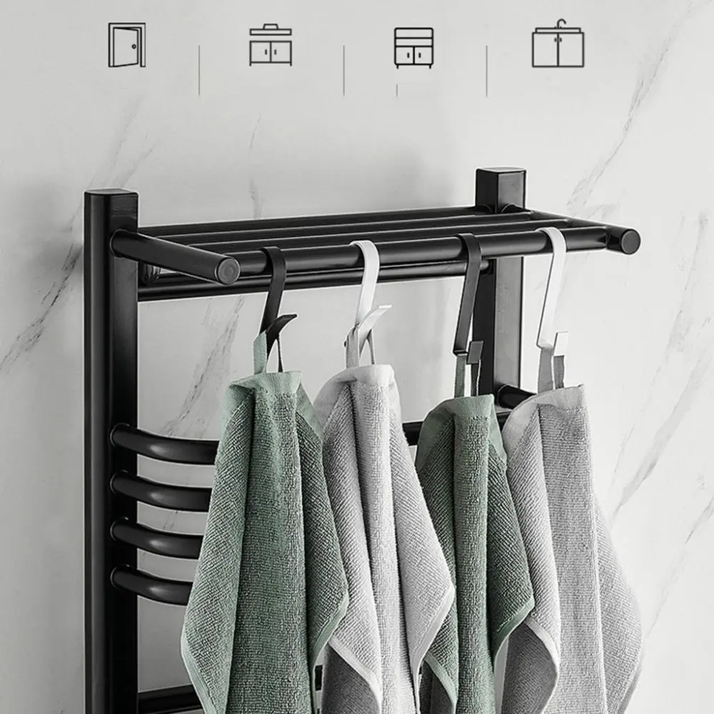 1 Pcs 2/7 Shape Aluminium Alloy Multifunctional Creative Punching-free Pothooks Radiator Hanger Wall Hook Bathroom Organizer