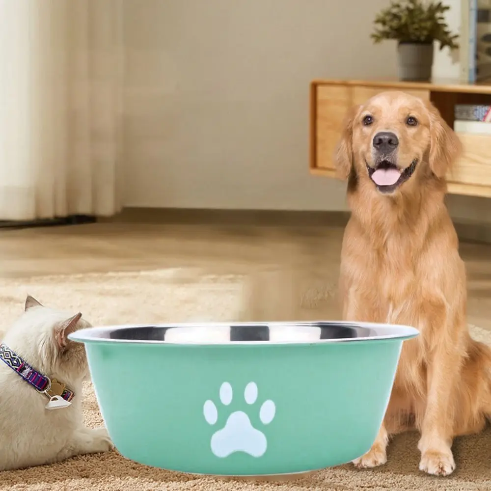 Large Capacity Stainless Steel Dog Bowl Non-rust Bilayer Dog Water Bowl Pet Feeders Non-slip Dog Food Bowls Drinkers