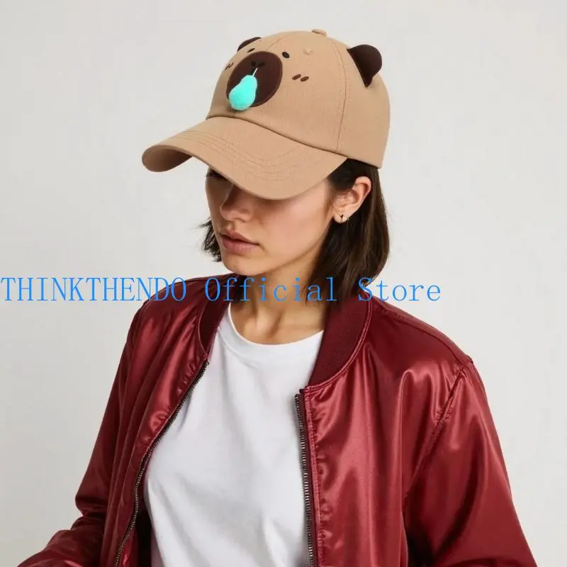 652F Cartoon Capybara Embroidered Baseball Caps Adjustable Dad Hat Novelty Design Sun Hat for Men and Women All Matching