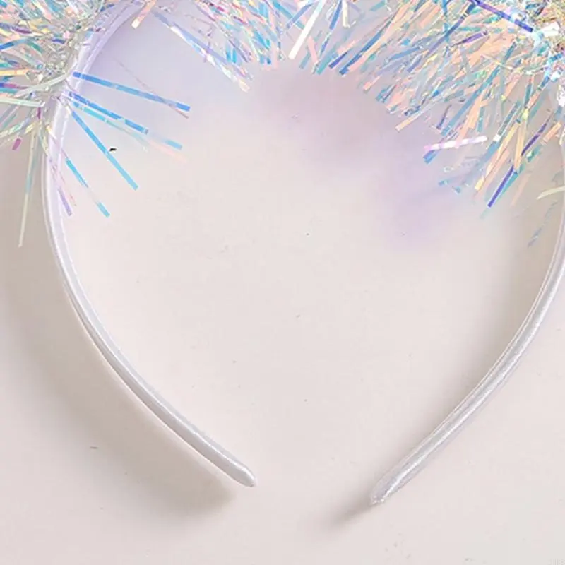 39BB Adult Teens Tinsels Snowflake Headband Woman SPA Hair Hoop Makeup Christmas Taking Photos Carnivals Party Headpiece