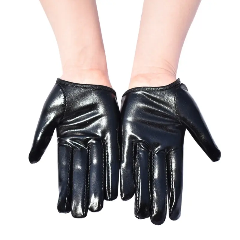 652F Stylish Glossy Color Gloves For Women Music Festival and Night Club Breathable And Fashion Short Gloves for Evening Wear