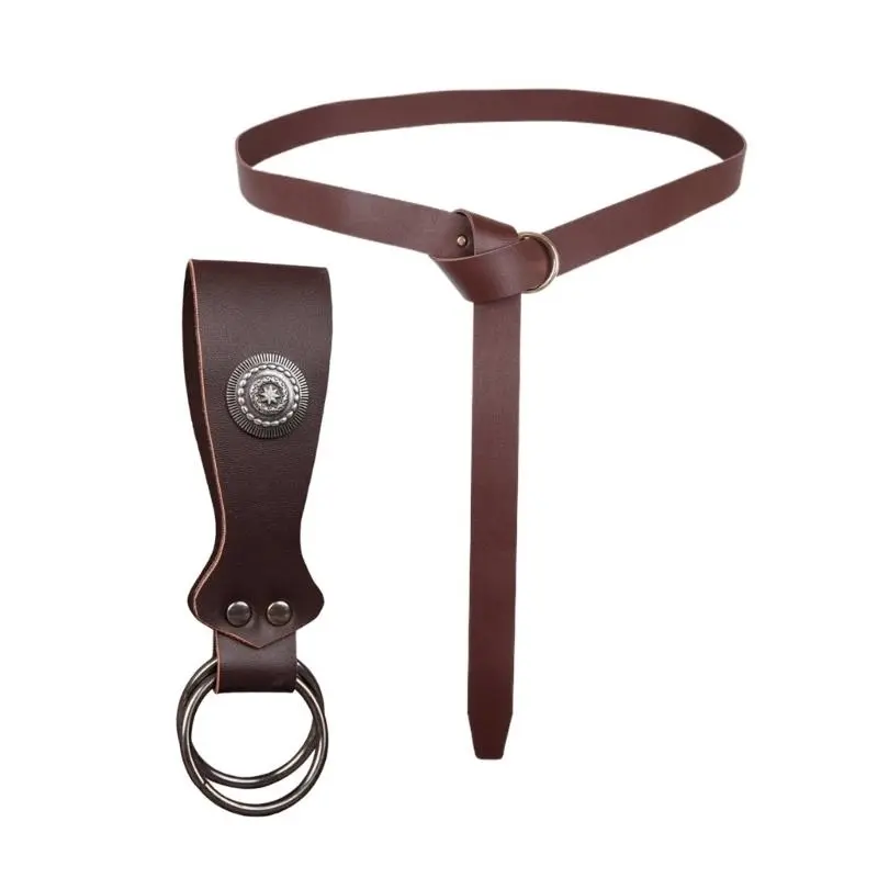 652F Keyring Belt Skirt Hikes Set Medieval Pirate Belt Waistband Accessory Halloween Cosplay Costumes Women Men