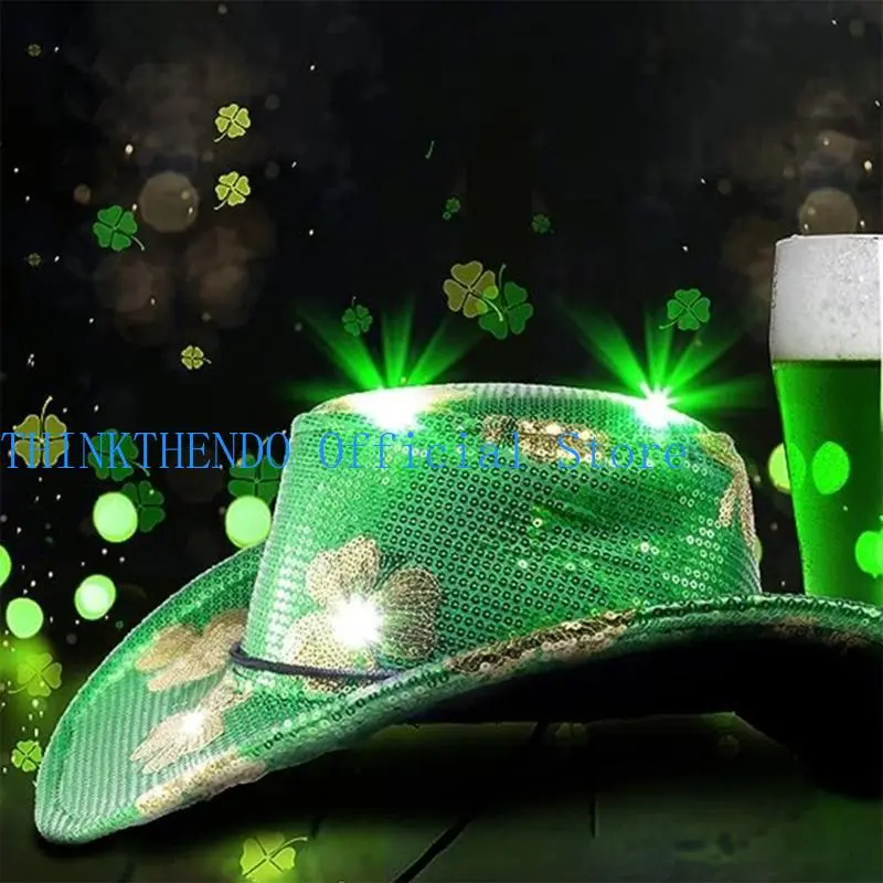 652F Wide Border Hat Set Fashionable Sequins Hat Outdoor Event Hat Charm Festives Hat for Music Festivals and Themed Event