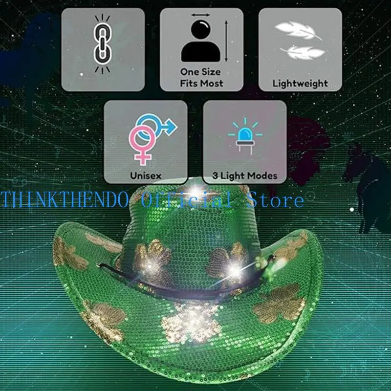 652F Wide Border Hat Set Fashionable Sequins Hat Outdoor Event Hat Charm Festives Hat for Music Festivals and Themed Event