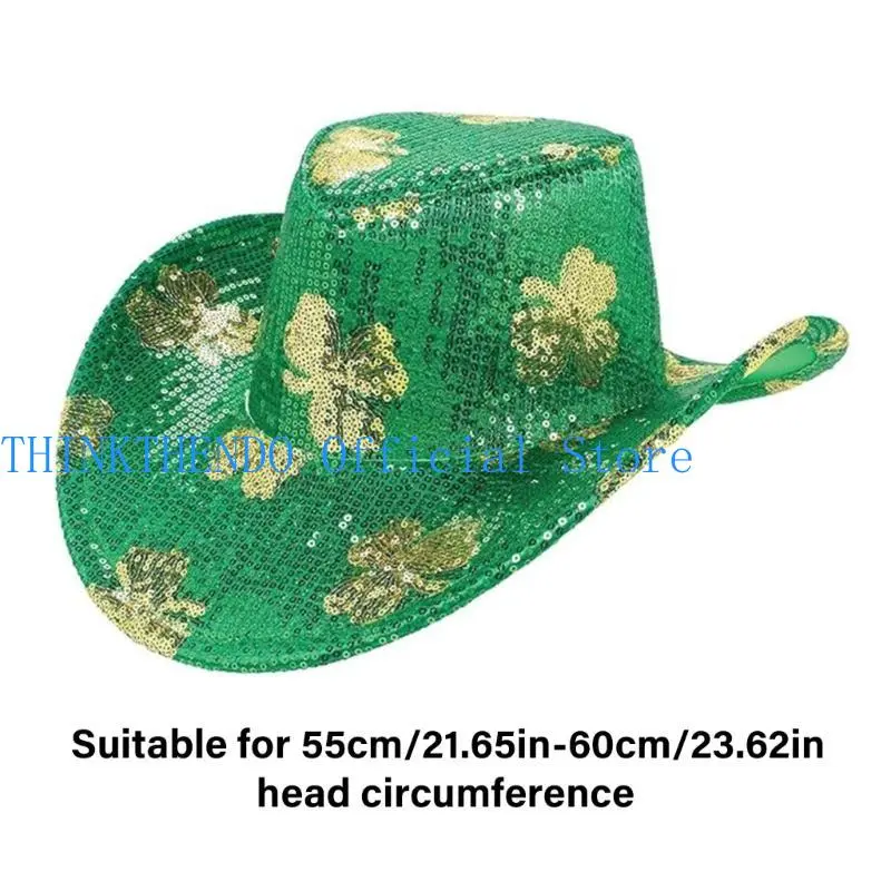 652F Wide Border Hat Set Fashionable Sequins Hat Outdoor Event Hat Charm Festives Hat for Music Festivals and Themed Event