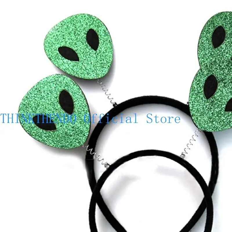39BB Adult Teens Bouncing Sequins Alien Headband Halloween Hair Hoop Makeup Live Broadcast Cosplay Party Headpieces